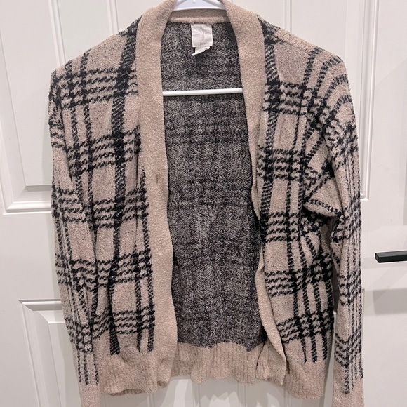 JOIE small (oversized) Plaid Open-Front Women's Sweater (VERY SOFT) - Picture 1 of 7
